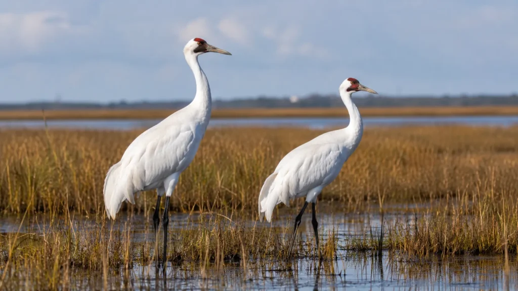 Whooping cranes at Aransas Wildlife Refuge near Dad’s RV Park